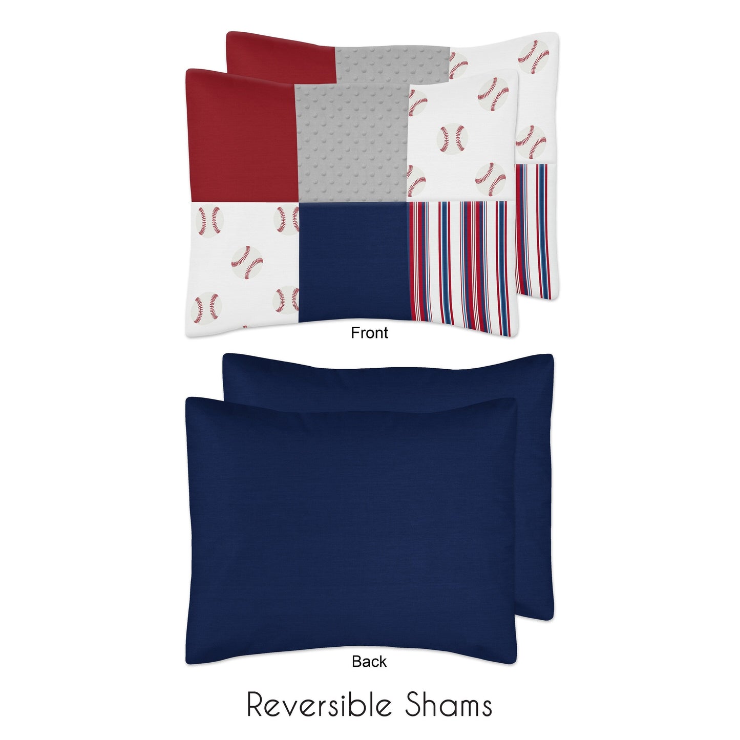 Sweet Jojo Designs Ensemble de Couette 3 Pièces pour Garçon, Motif Baseball, Rouge, Blanc et Bleu, Collection Sport, Taille Double/Queen