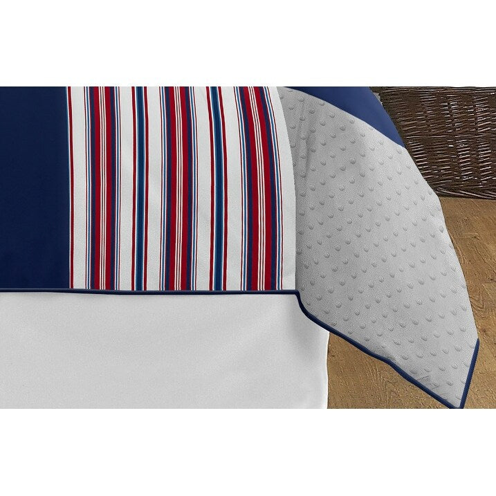 Sweet Jojo Designs Ensemble de Couette 3 Pièces pour Garçon, Motif Baseball, Rouge, Blanc et Bleu, Collection Sport, Taille Double/Queen