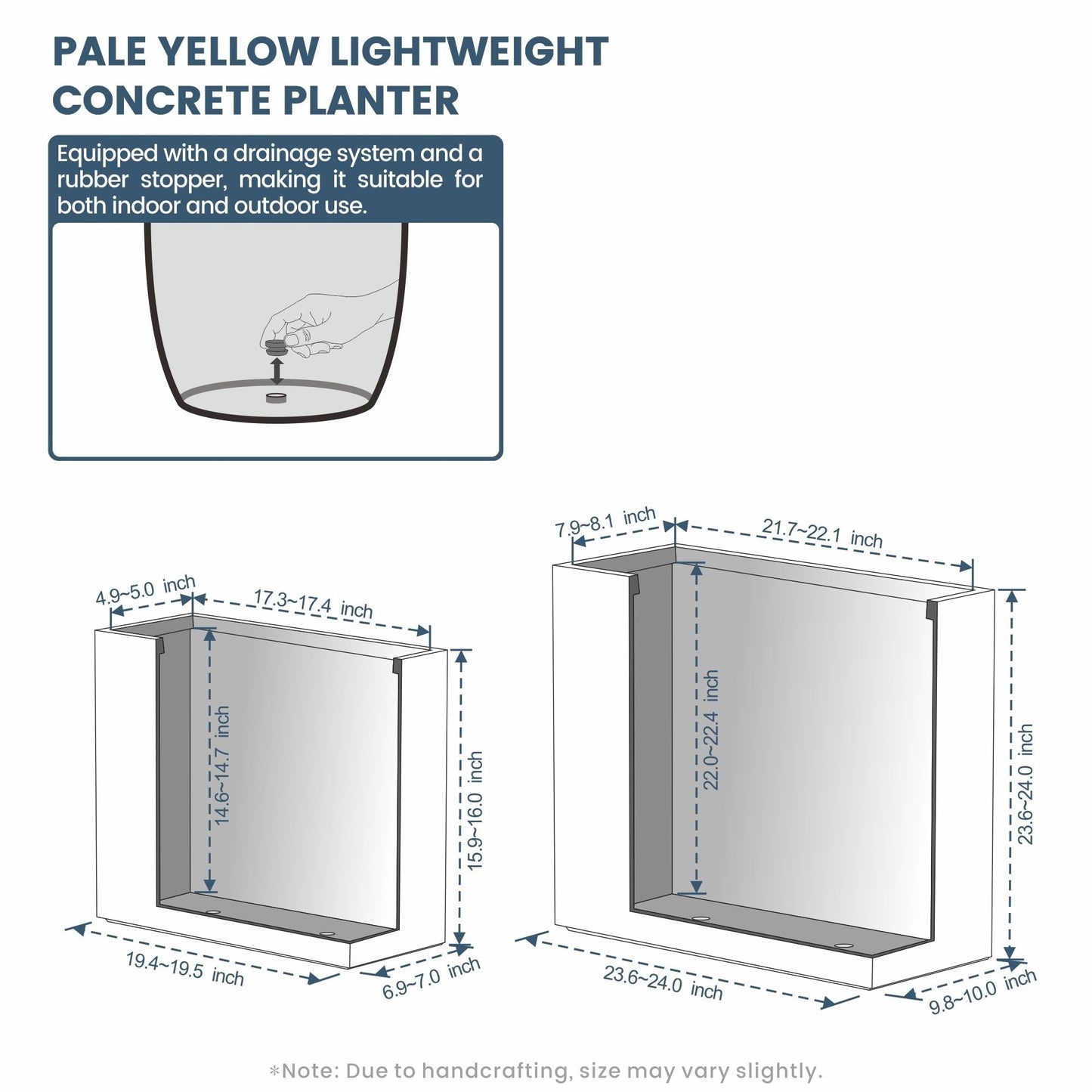 Grandes jardineries rectangulaires en béton / Grandes jardineries pour fleurs, pour intérieur et extérieur