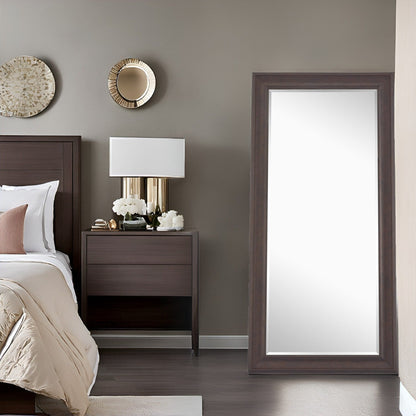 Grand miroir, miroir pleine taille, miroir rectangulaire surdimensionné, cadre en faux bois lisse, miroir mural suspendu.
