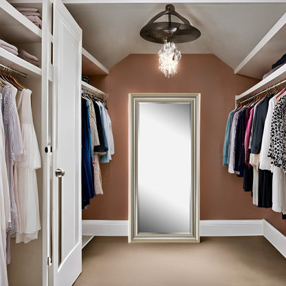 Grand miroir, miroir pleine taille, miroir rectangulaire surdimensionné, cadre en faux bois lisse, miroir mural suspendu.