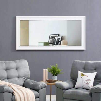 Grand miroir, miroir pleine taille, miroir rectangulaire surdimensionné, cadre en faux bois lisse, miroir mural suspendu.