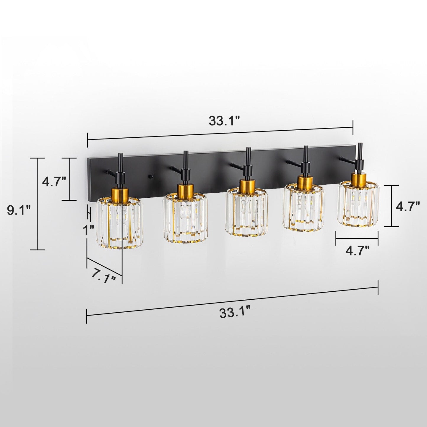 Appliques murales de salle de bain à cristaux, modernes et à intensité variable, avec abat-jours en cristal.