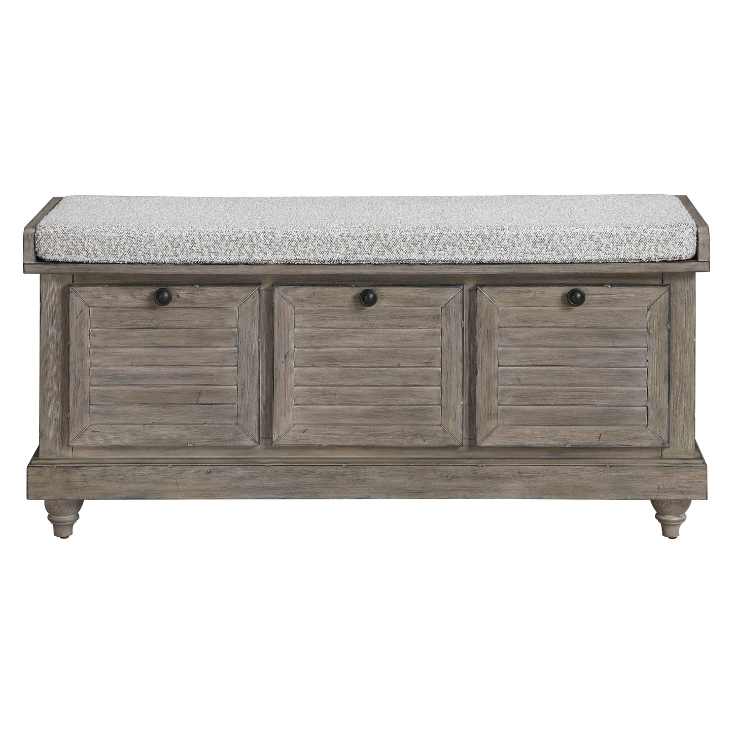 Le banc de rangement Arbakka gris de The Gray Barn