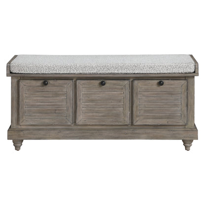 Le banc de rangement Arbakka gris de The Gray Barn
