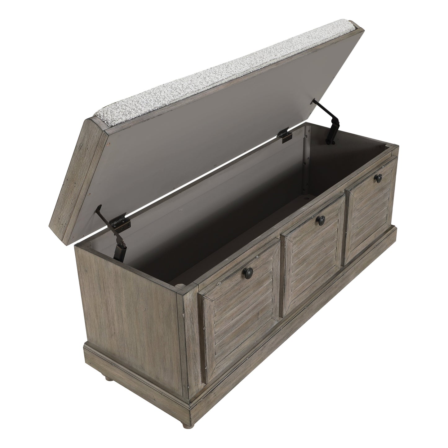 Le banc de rangement Arbakka gris de The Gray Barn