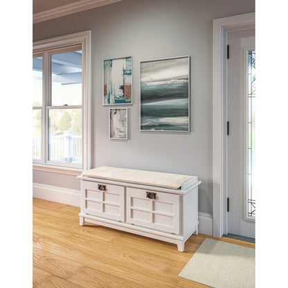 Le banc de rangement capitonné Old Stone de Gray Barn