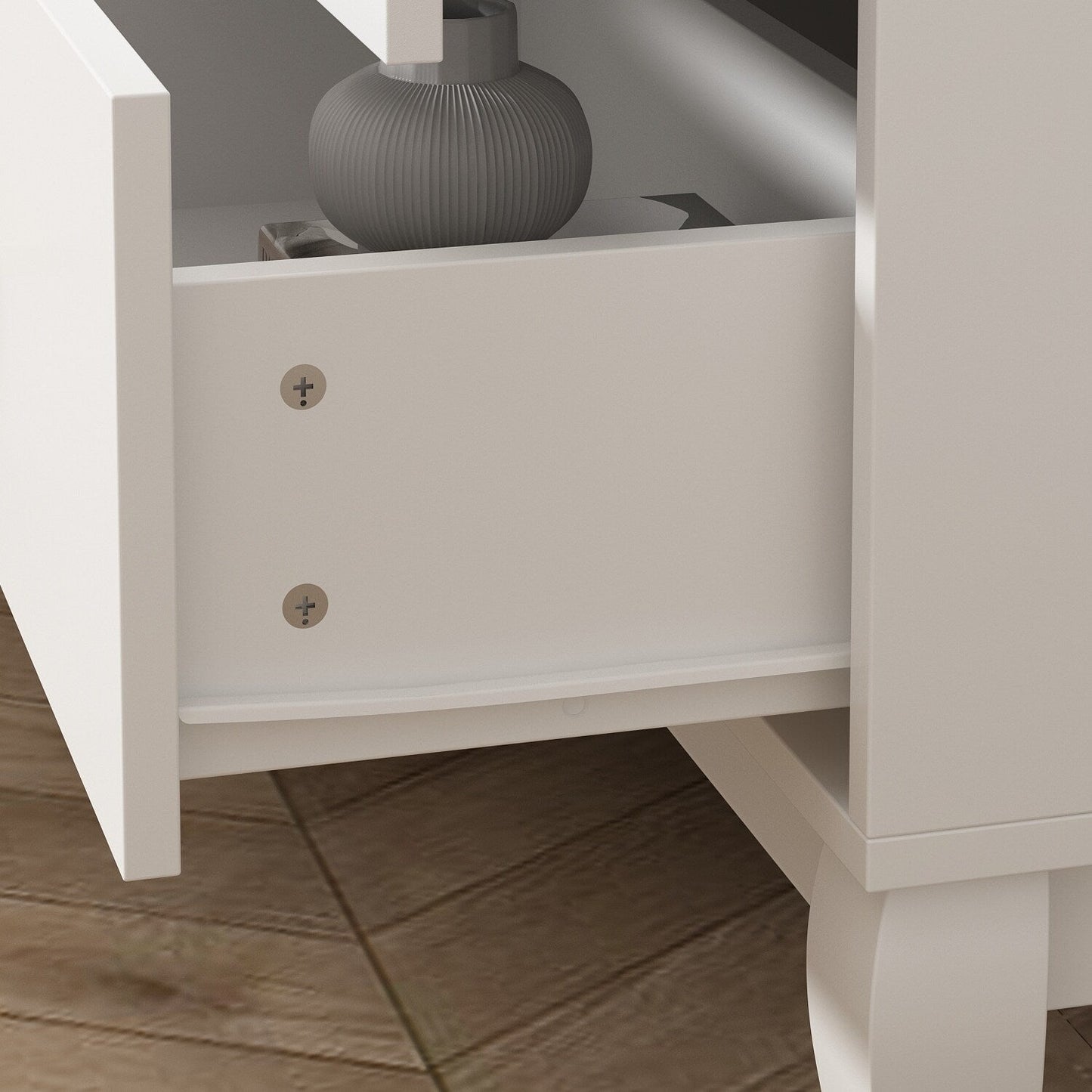 Commode double Timechee à 6 tiroirs, 120 cm de large, pieds en bois massif, laquée.