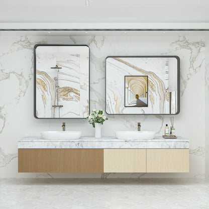 TokeShimi Miroir mural de salle de bain avec cadre métallique moderne
