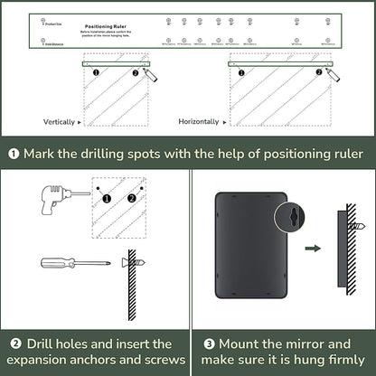 TokeShimi Miroir mural de salle de bain avec cadre métallique moderne