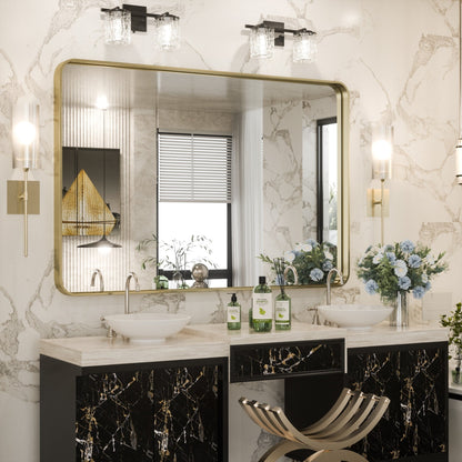 TokeShimi Miroir mural de salle de bain avec cadre métallique moderne