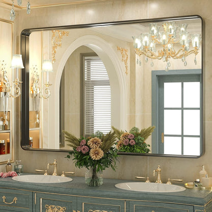 TokeShimi Miroir mural de salle de bain avec cadre métallique moderne