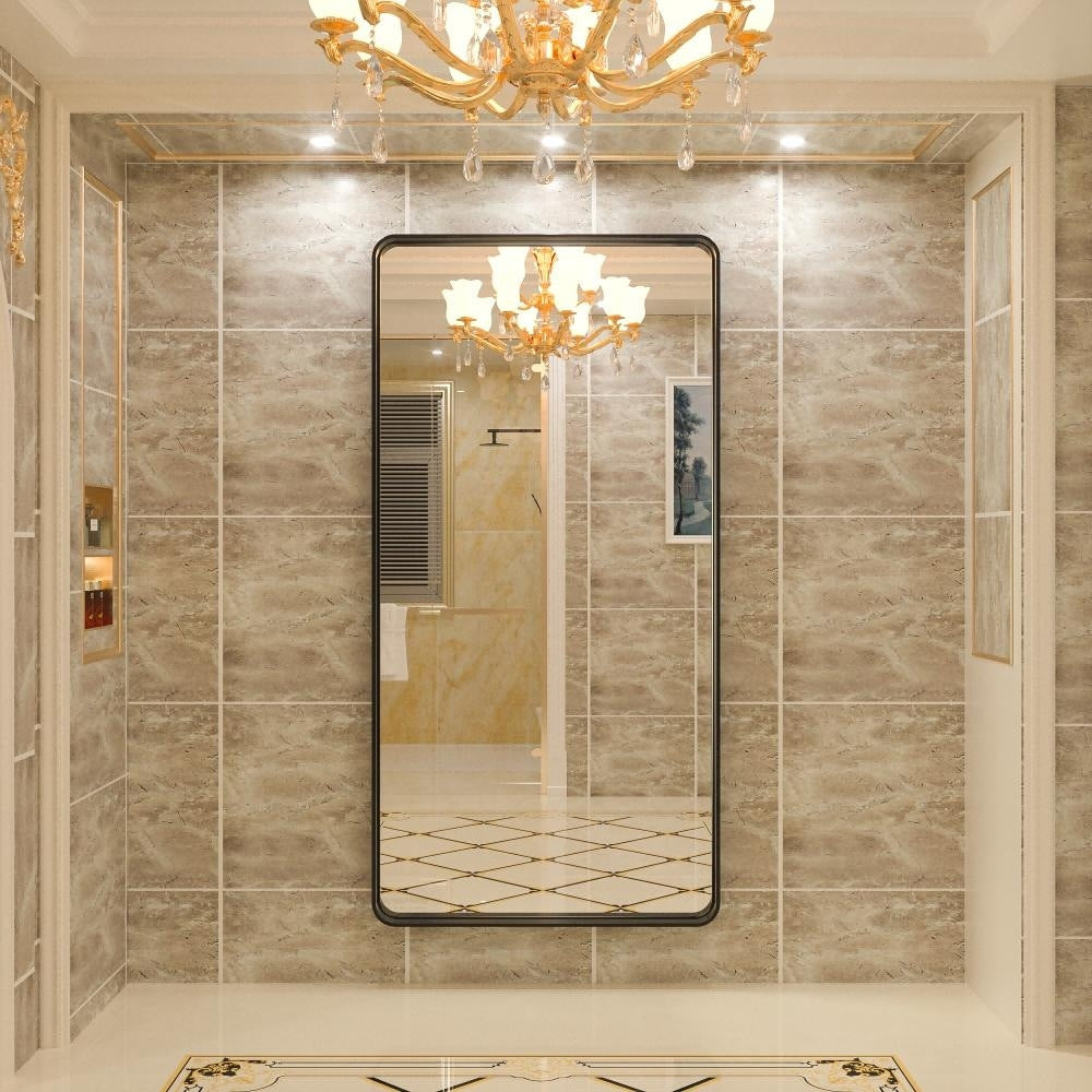 TokeShimi Miroir mural de salle de bain avec cadre métallique moderne