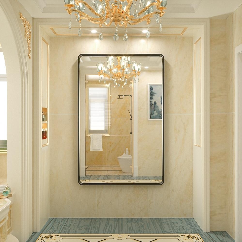 TokeShimi Miroir mural de salle de bain avec cadre métallique moderne