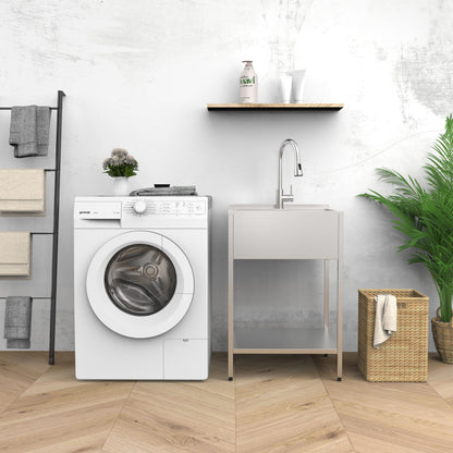 Transolid EWS-2422S Lavabo et support de lavage en acier inoxydable pour buanderie - 61 cm L x 56 cm P x 89 cm H - 61 cm x 56 cm