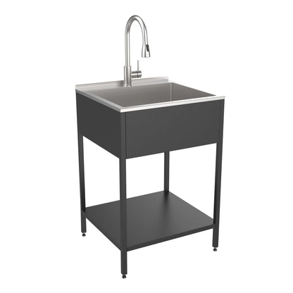 Transolid EWS-2422S Lavabo et support de lavage en acier inoxydable pour buanderie - 61 cm L x 56 cm P x 89 cm H - 61 cm x 56 cm