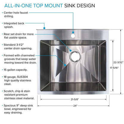 Transolid EWS-2422S Lavabo et support de lavage en acier inoxydable pour buanderie - 61 cm L x 56 cm P x 89 cm H - 61 cm x 56 cm