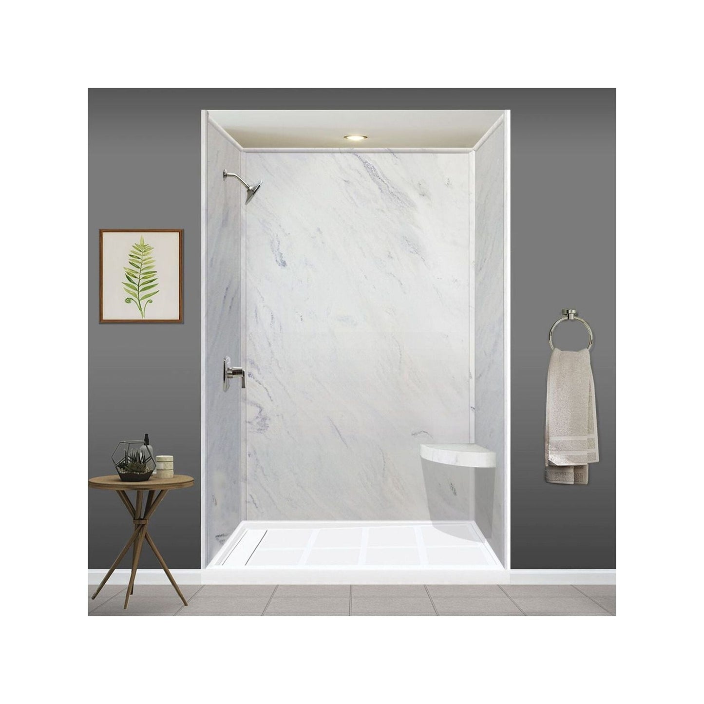 Transolid Studio, siège de douche d'angle mural en surface solide, 14 po x 14 po - 14,5 x 14,25 x 3