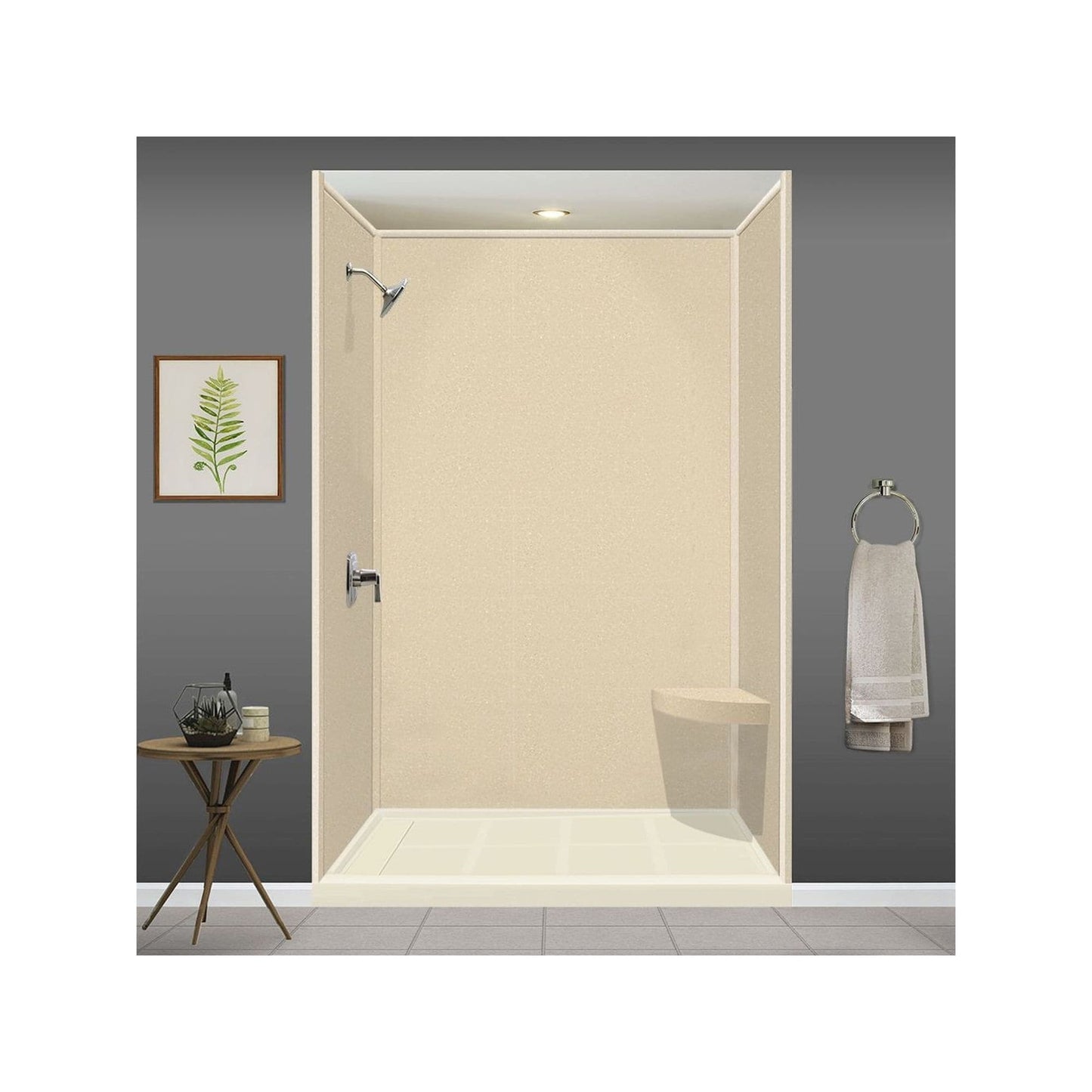 Transolid Studio, siège de douche d'angle mural en surface solide, 14 po x 14 po - 14,5 x 14,25 x 3