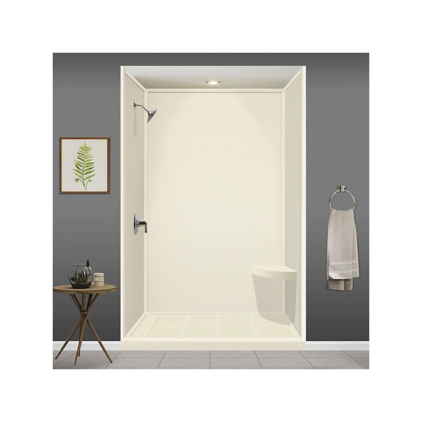Transolid Studio, siège de douche d'angle mural en surface solide, 14 po x 14 po - 14,5 x 14,25 x 3