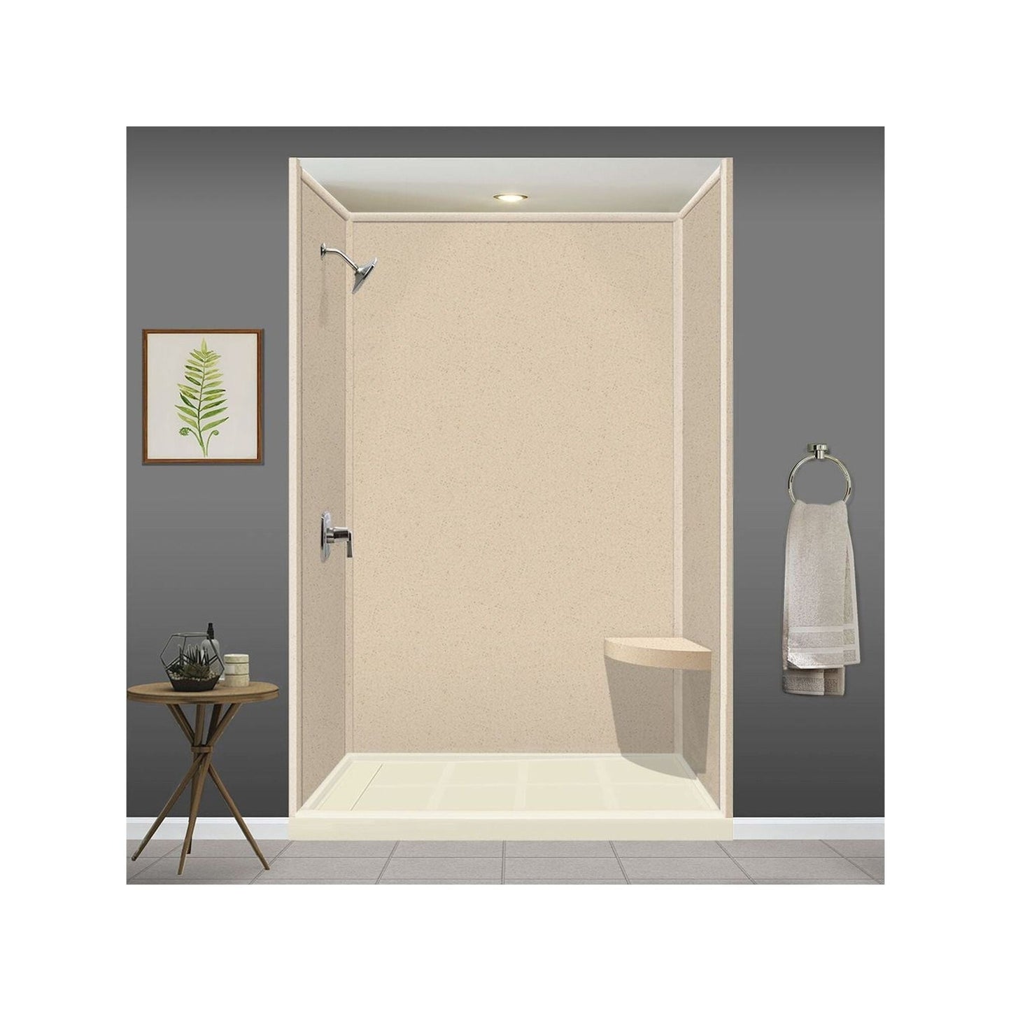 Transolid Studio, siège de douche d'angle mural en surface solide, 14 po x 14 po - 14,5 x 14,25 x 3