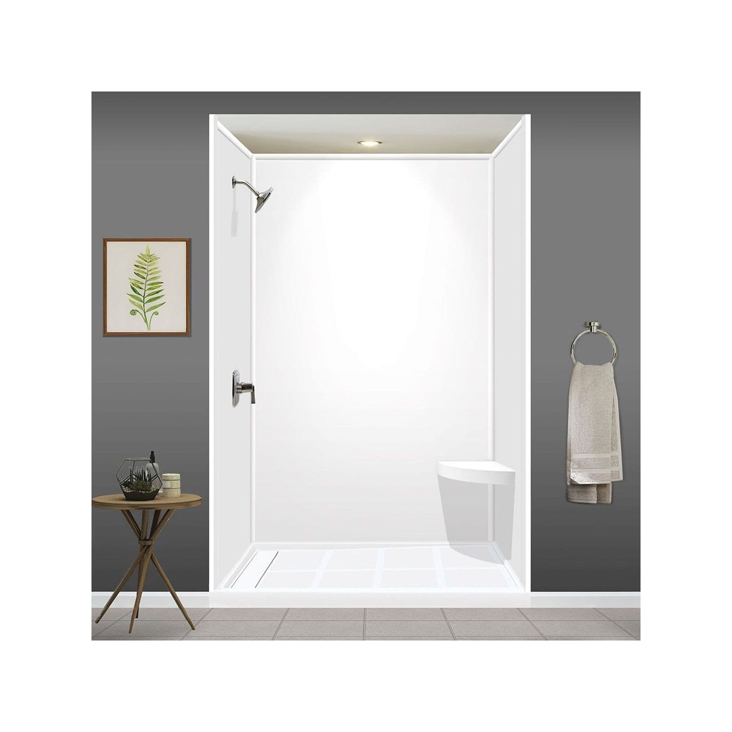 Transolid Studio, siège de douche d'angle mural en surface solide, 14 po x 14 po - 14,5 x 14,25 x 3