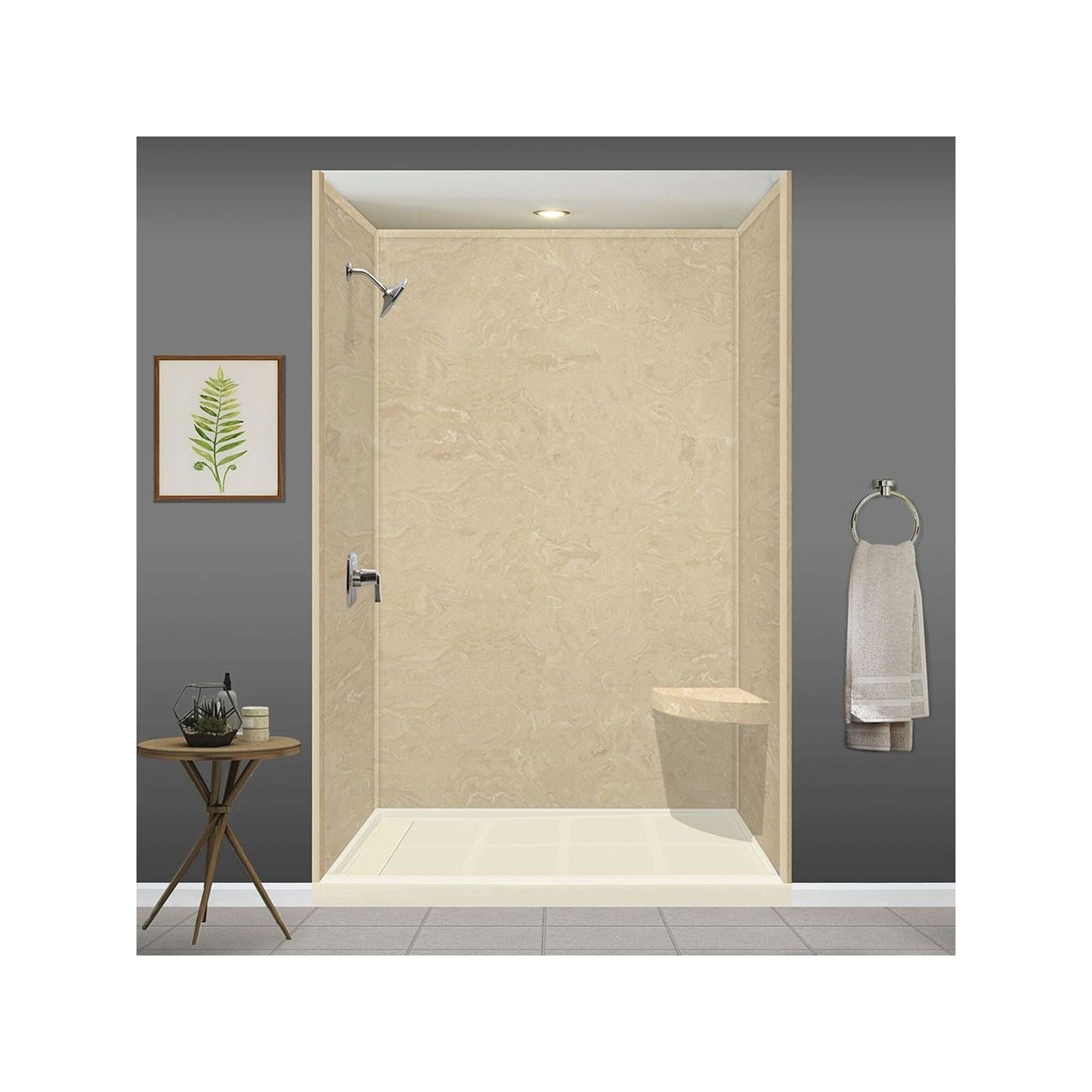 Transolid Studio, siège de douche d'angle mural en surface solide, 14 po x 14 po - 14,5 x 14,25 x 3