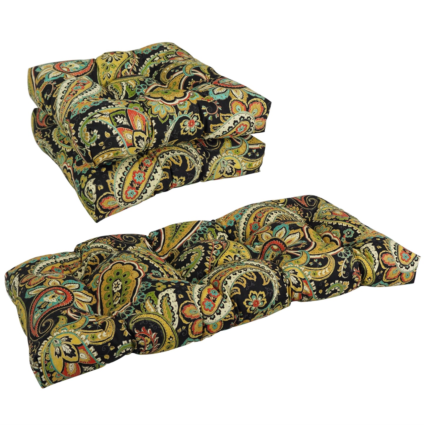 Tufted Indoor/Outdoor Settee Cushion Set (Set of 3) - 19 x 19/19 x 42