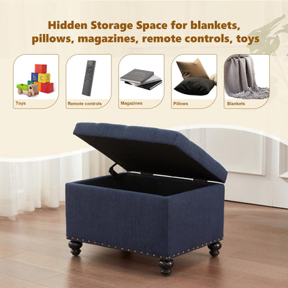 Tufted Storage Ottoman Bench, Rectangular Footstool