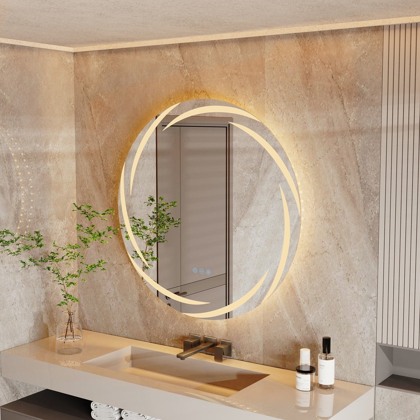 Grand miroir de salle de bain à éclairage LED unique, rétroéclairé, sans scintillement