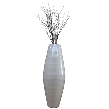 Uniquewise Tall Cylinder Bamboo Floor Vase Decorative Accent for Hotel Lobbies and Spa, Perfect Decor for Living Room or Hallway