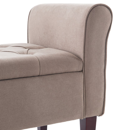 Banc de rangement capitonné, banc avec accoudoirs, banc d'entrée avec couvercle à rabat, 50,4 pouces.