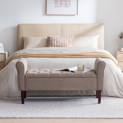 Banc de rangement capitonné, banc avec accoudoirs, banc d'entrée avec couvercle à rabat, 50,4 pouces.