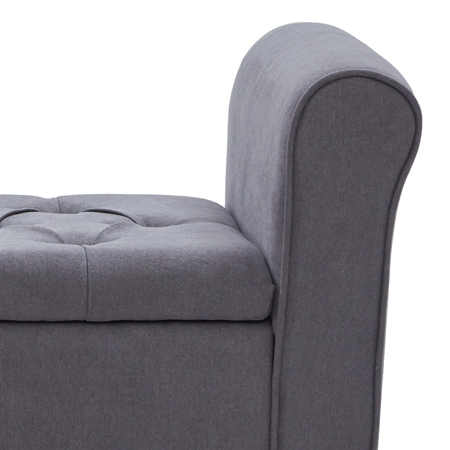 Banc de rangement capitonné, banc avec accoudoirs, banc d'entrée avec couvercle à rabat, 50,4 pouces.