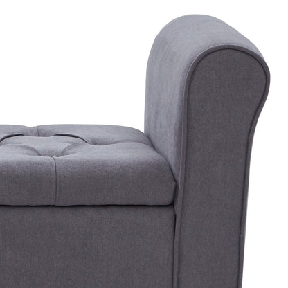 Banc de rangement capitonné, banc avec accoudoirs, banc d'entrée avec couvercle à rabat, 50,4 pouces.