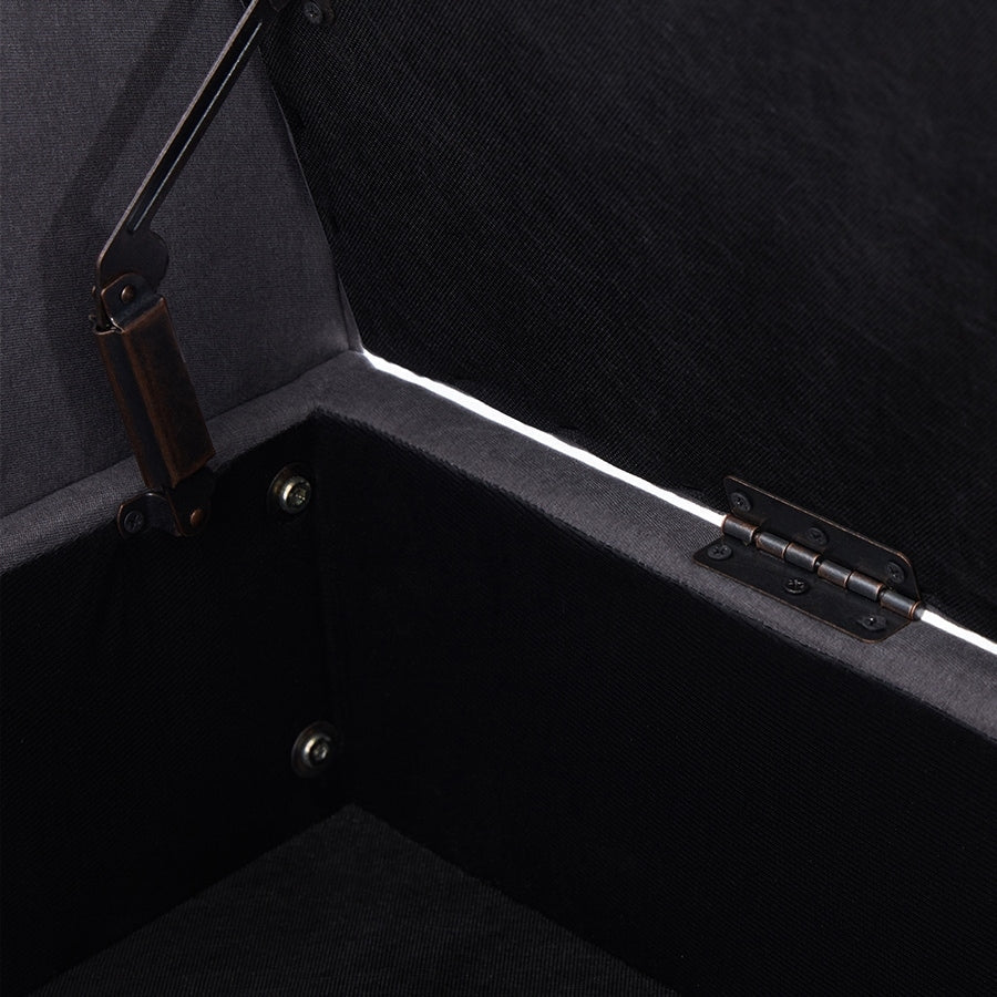 Banc de rangement capitonné, banc avec accoudoirs, banc d'entrée avec couvercle à rabat, 50,4 pouces.