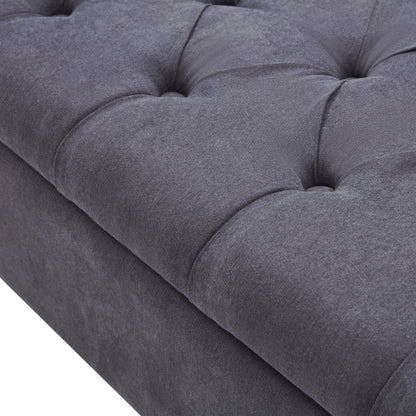 Banc de rangement capitonné, banc avec accoudoirs, banc d'entrée avec couvercle à rabat, 50,4 pouces.