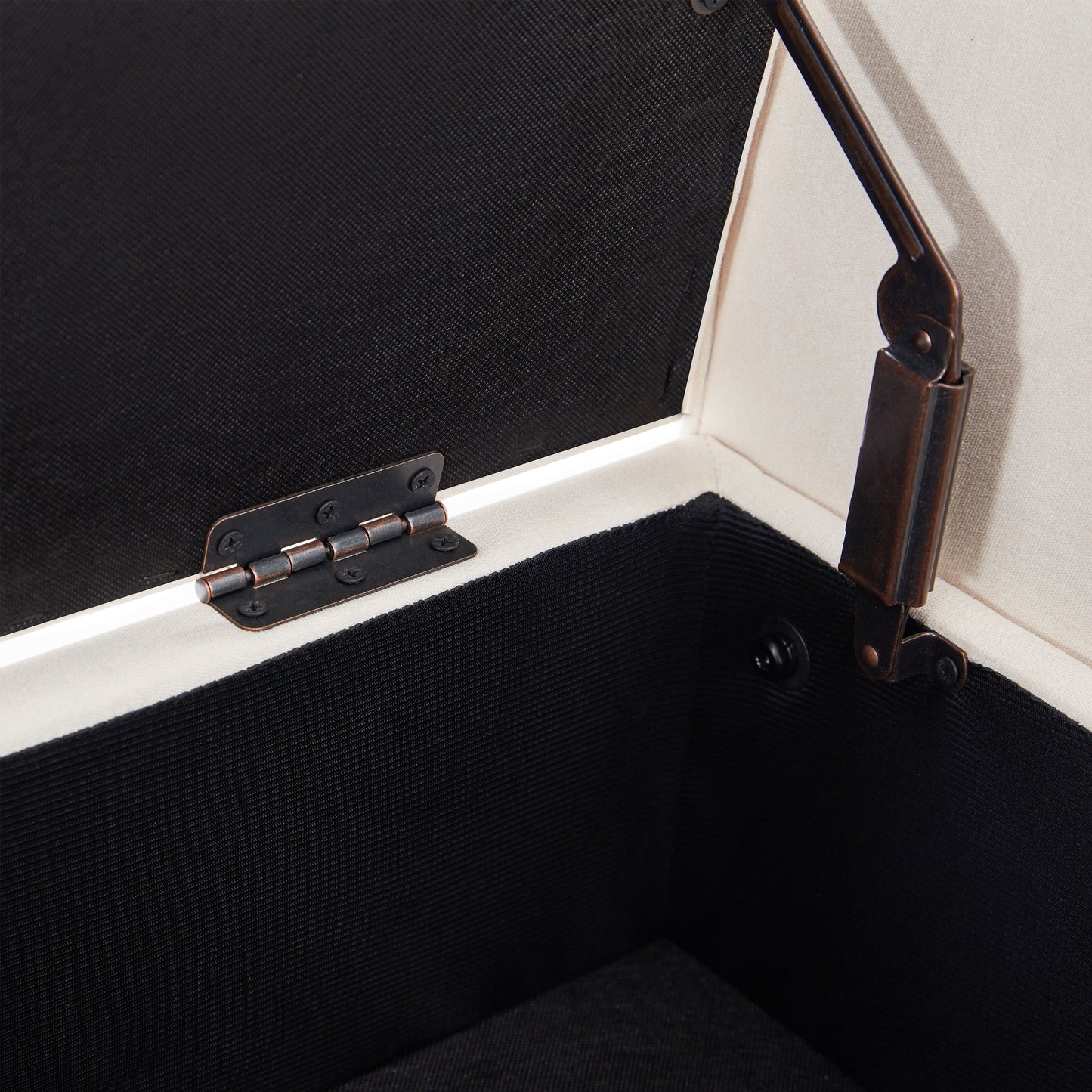 Banc de rangement capitonné, banc avec accoudoirs, banc d'entrée avec couvercle à rabat, 50,4 pouces.