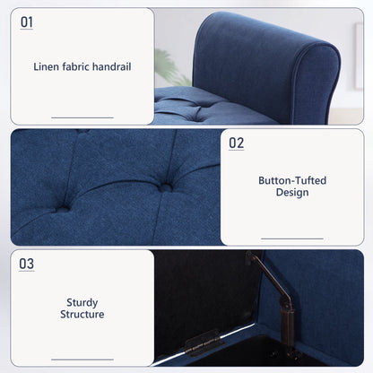 Banc de rangement capitonné, banc avec accoudoirs, banc d'entrée avec couvercle à rabat, 50,4 pouces.