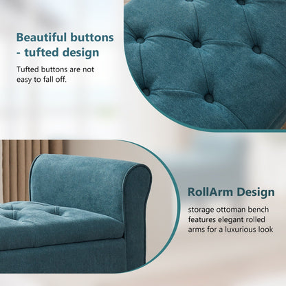 Banc de rangement capitonné, banc avec accoudoirs, banc d'entrée avec couvercle à rabat, 50,4 pouces.