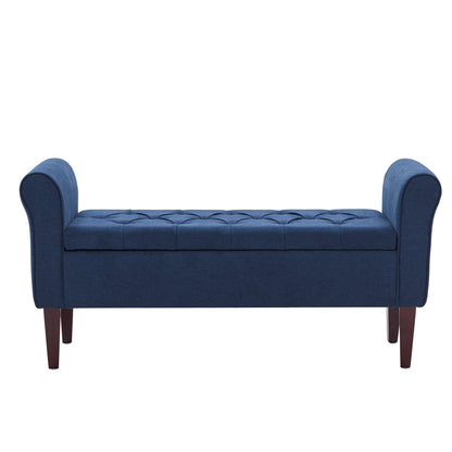 Banc de rangement capitonné, banc avec accoudoirs, banc d'entrée avec couvercle à rabat, 50,4 pouces.