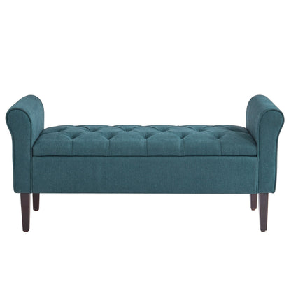 Banc de rangement capitonné, banc avec accoudoirs, banc d'entrée avec couvercle à rabat, 50,4 pouces.