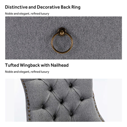 Lot de 6 chaises de salle à manger en velours capitonné avec pieds en bois massif.