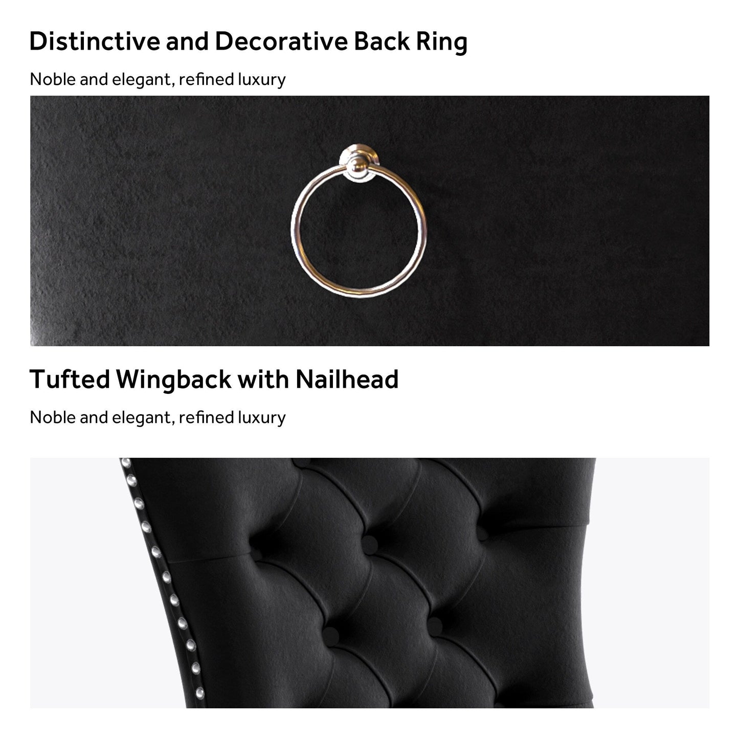 Lot de 6 chaises de salle à manger en velours capitonné avec pieds en bois massif.