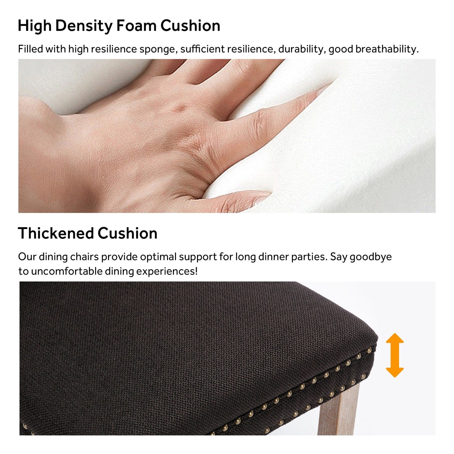 Lot de 6 chaises de salle à manger en velours capitonné avec pieds en bois massif.