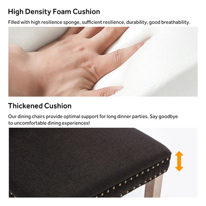 Lot de 6 chaises de salle à manger en velours capitonné avec pieds en bois massif.