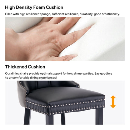 Lot de 6 chaises de salle à manger en velours capitonné avec pieds en bois massif.