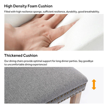 Lot de 6 chaises de salle à manger en velours capitonné avec pieds en bois massif.