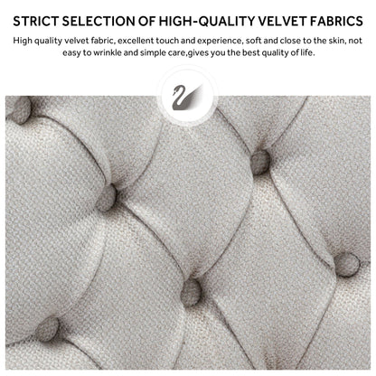 Lot de 6 chaises de salle à manger en velours capitonné avec pieds en bois massif.