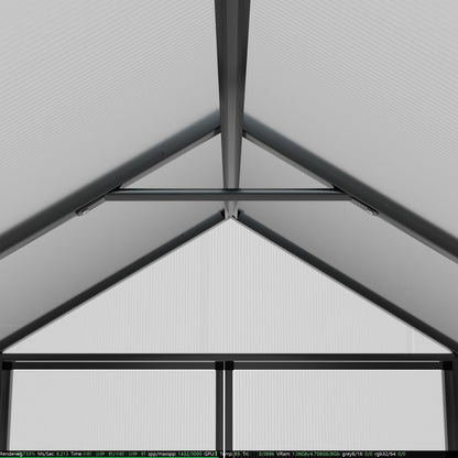 VEIKOUS Kit de serre de jardin à entrée latérale en aluminium avec fenêtre de toit réglable et porte verrouillable, gris.